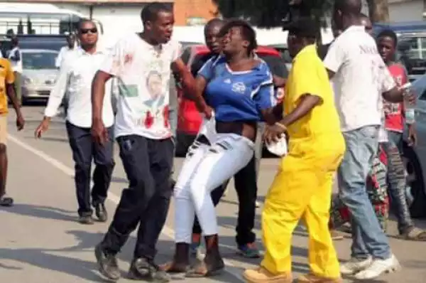Lady Beaten & Molested For Breaking A Man’s Head During A Football Match (Photos)